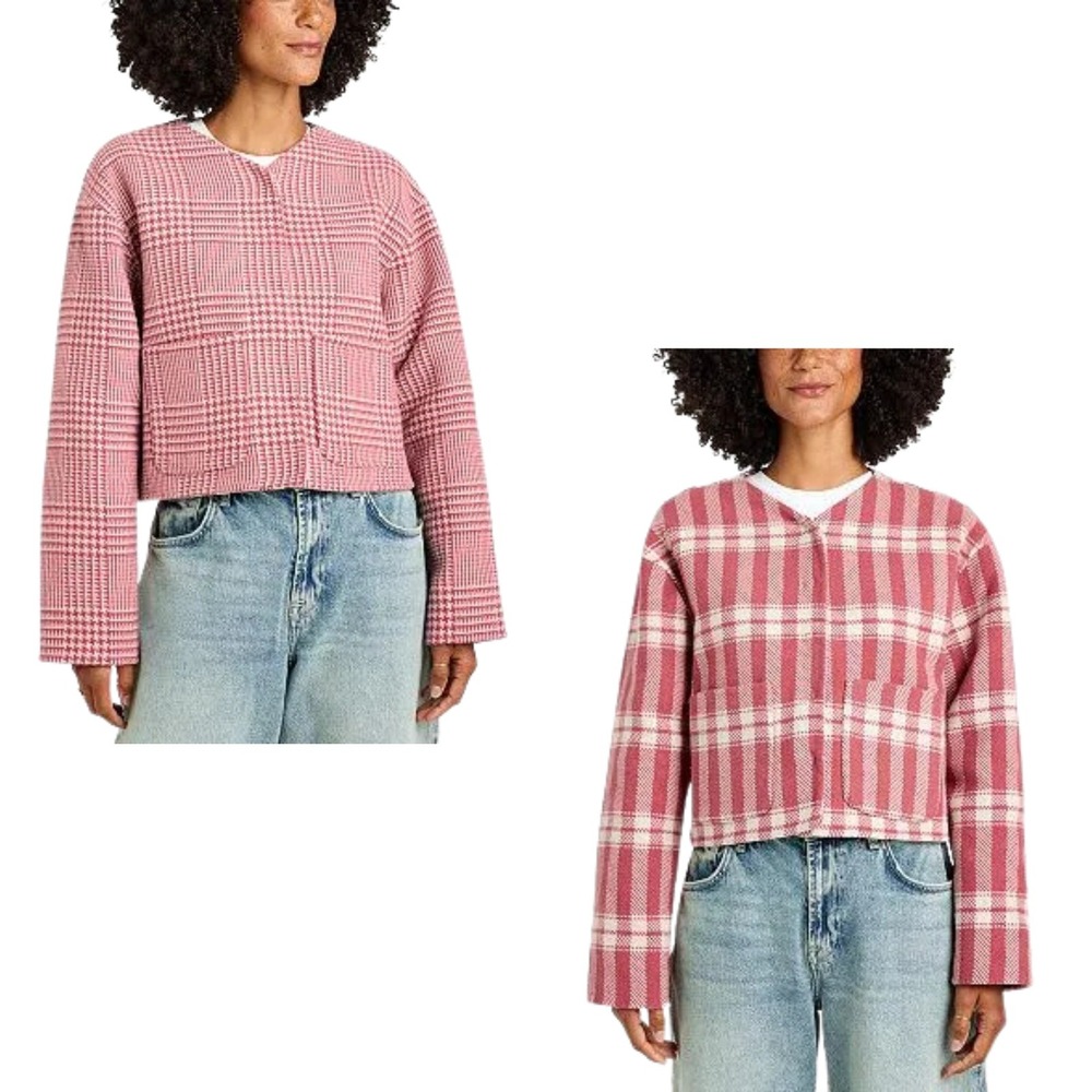 Splendid Tiffany Plaid Jacket Womens L Poppy Glen Wool Blend Preppy Academia NWT